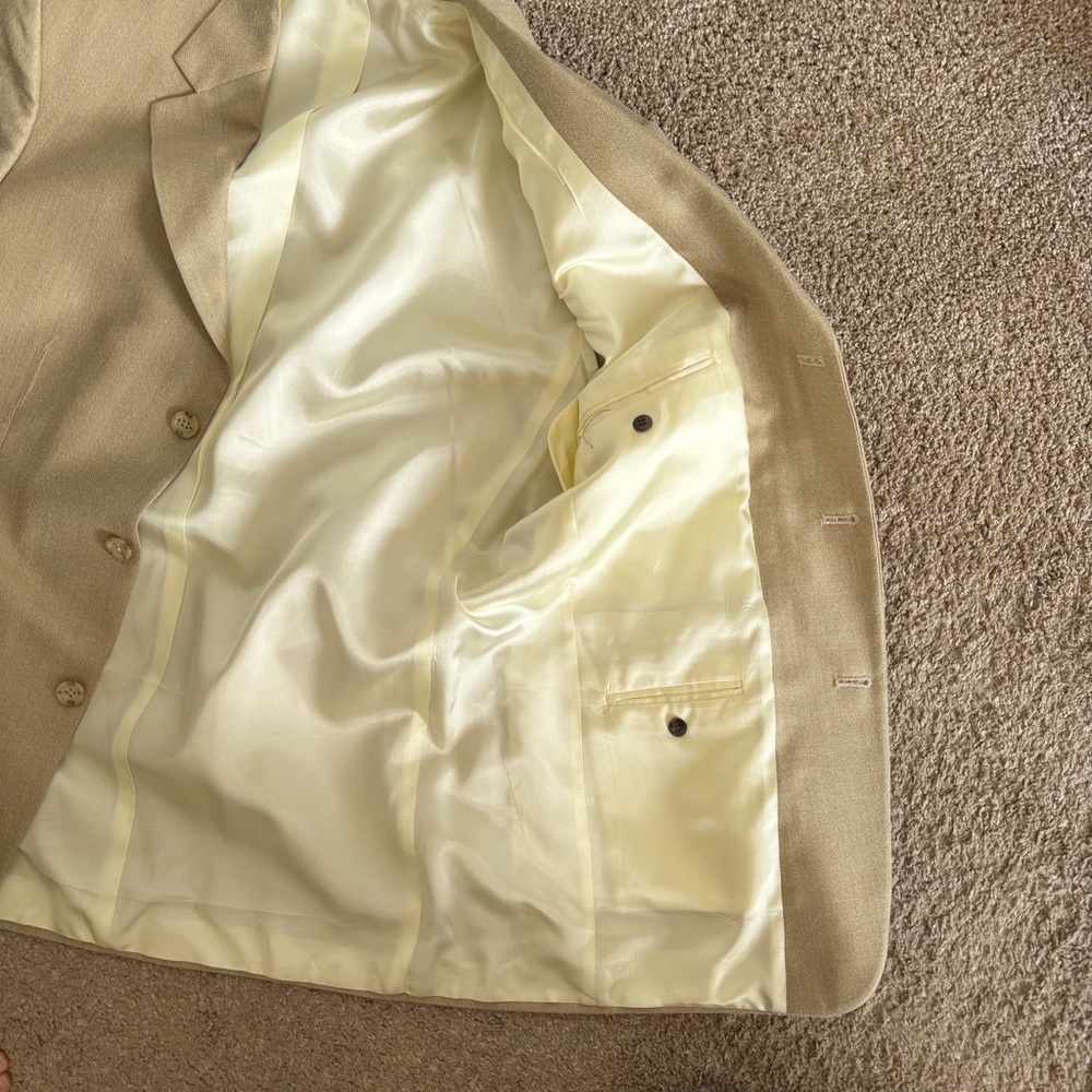 Oscar De La Renta Vintage Tan Silk Wool Sport Coat size 40R - Picture 9 of 11
